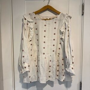 Universal Thread Cream Blouse with Red Floral Design